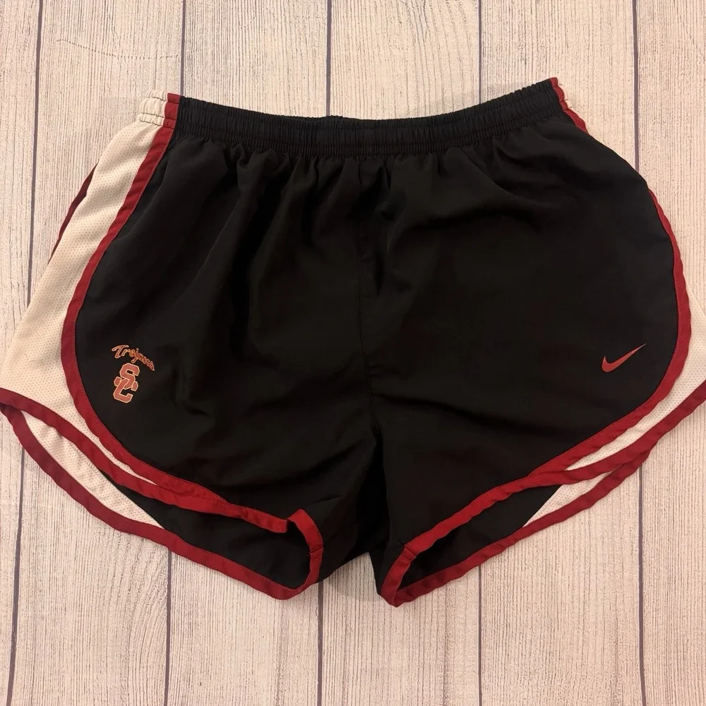 Nike USC Trojans Dri-FIT Running Shorts Women's M Black Red White Split Hem